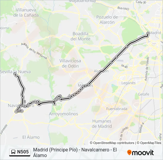 N505 Bus Line Map