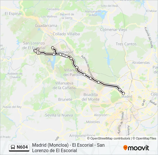 N604 Bus Line Map