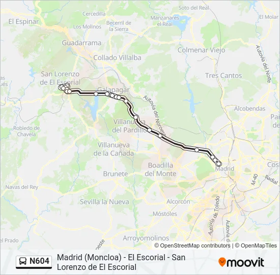 N604 Bus Line Map