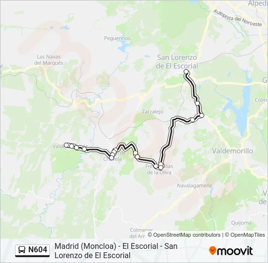 N604 Bus Line Map