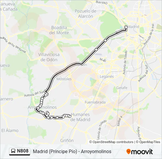 N808 Bus Line Map