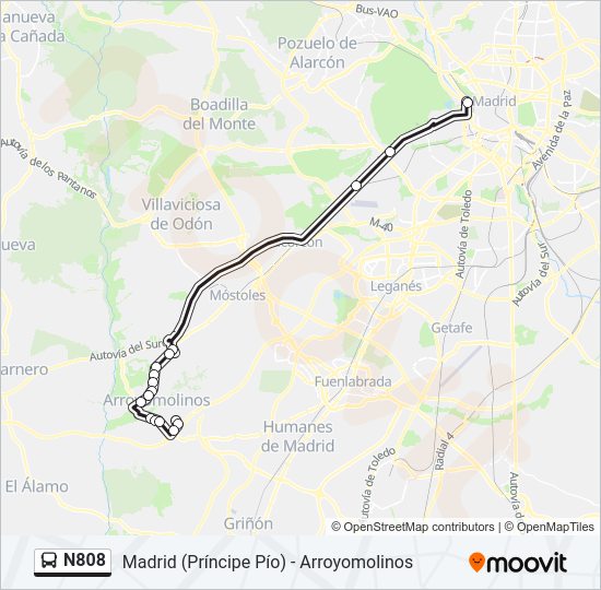 N808 bus Line Map