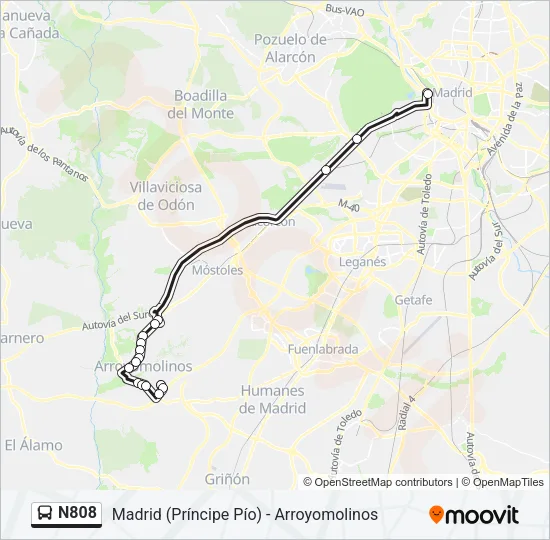 N808 Bus Line Map