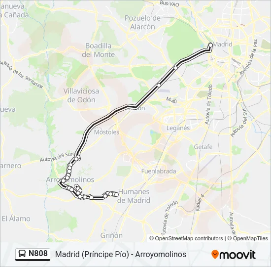N808 Bus Line Map