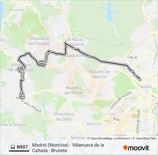N907 Bus Line Map