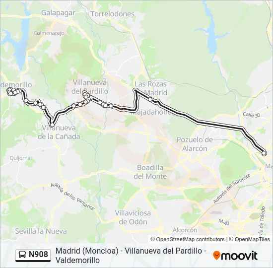 N908 Bus Line Map