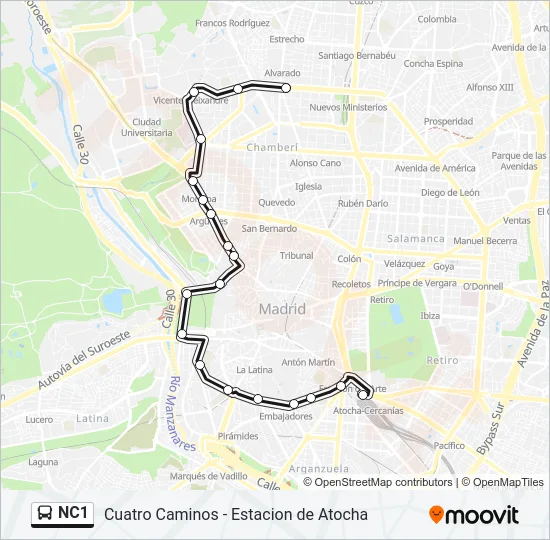 NC1 Bus Line Map