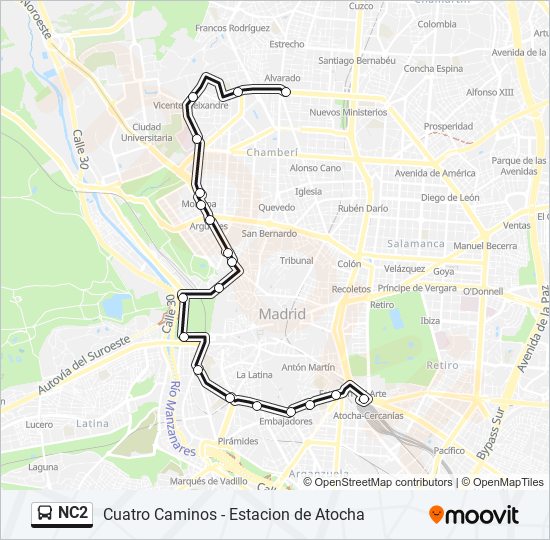 Mapa de NC2 de autobús