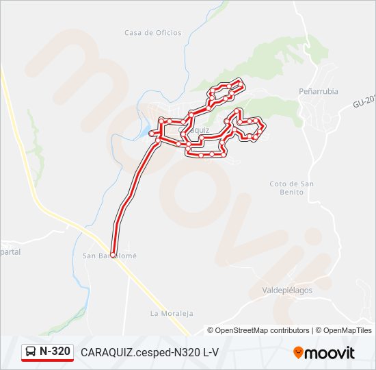 N-320 Bus Line Map