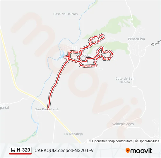 N-320 Bus Line Map