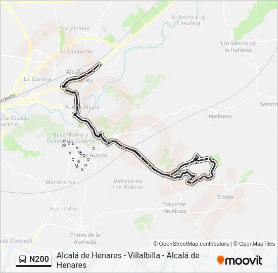 N200 Bus Line Map
