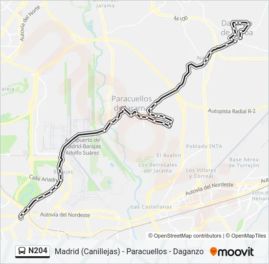 N204 Bus Line Map