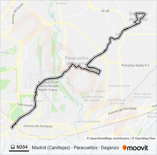 N204 Bus Line Map