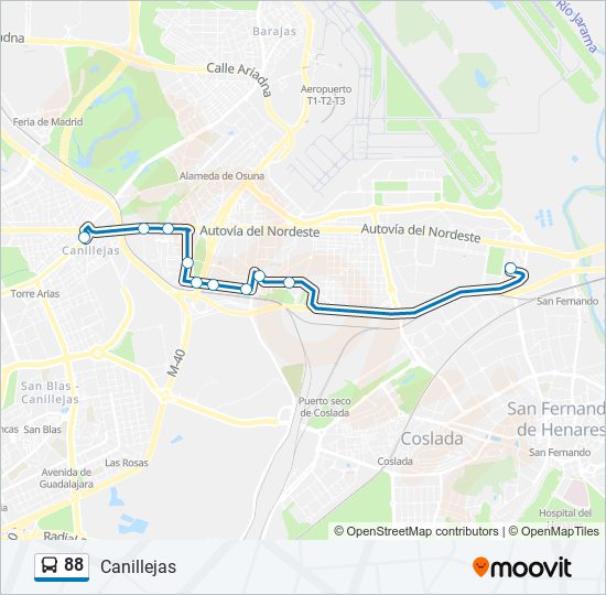 Mapa de 88 de autobús