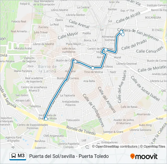 M3 Bus Line Map