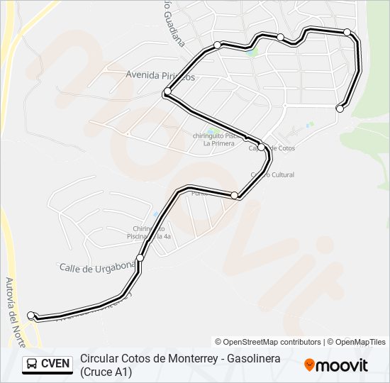 Mapa de CVEN de autobús