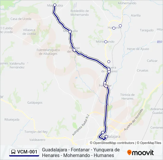 VCM-001 bus Mapa de línia