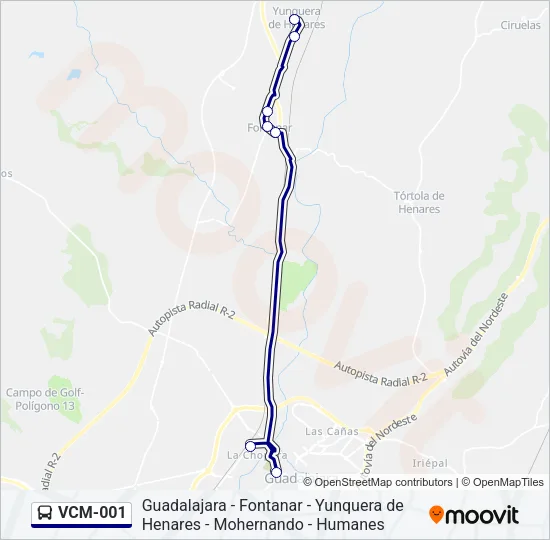 VCM-001 bus Mapa de línia