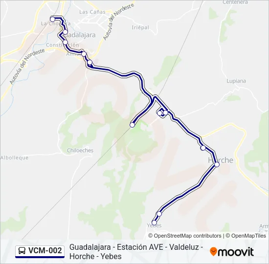 VCM-002 bus Mapa de línia
