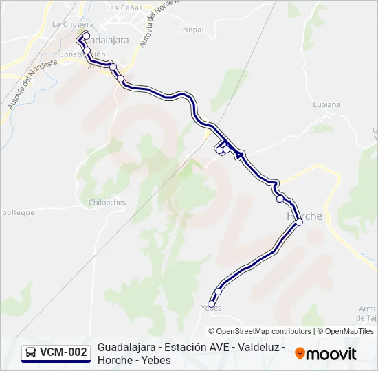 VCM-002 bus Mapa de línia
