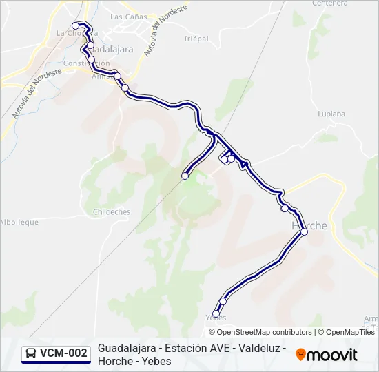 VCM-002 bus Mapa de línia