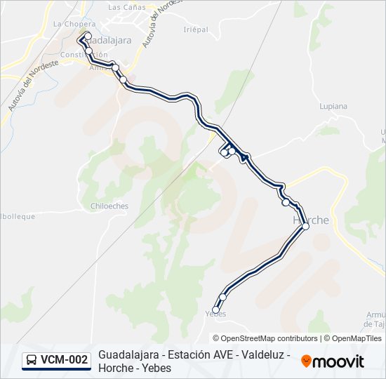 VCM-002 bus Mapa de línia