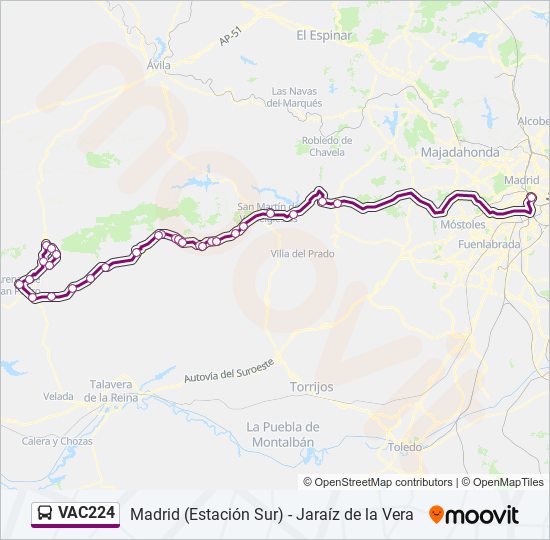 Mapa de VAC224 de autobús