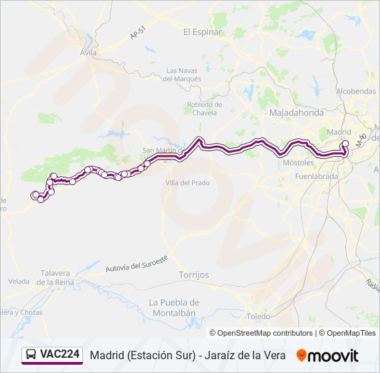 Mapa de VAC224 de autobús