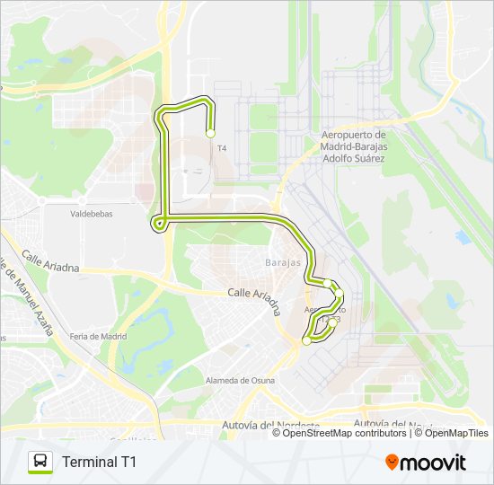 ✈️ T1-T4 Bus Line Map