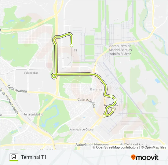 ✈️ T1-T4 Bus Line Map