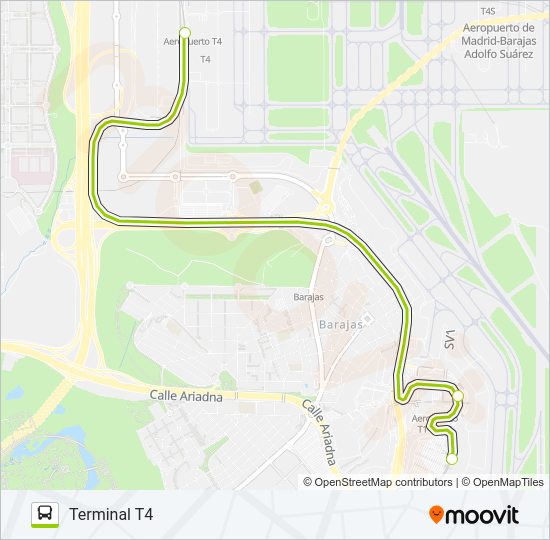 ✈️ T1-T4 Bus Line Map