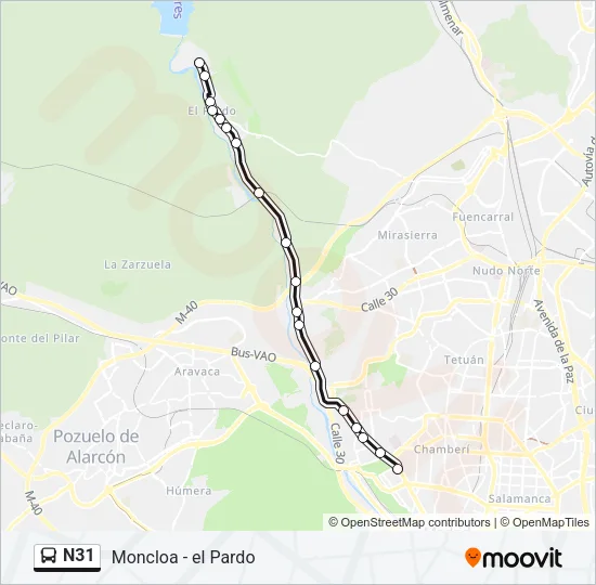 N31 Bus Line Map