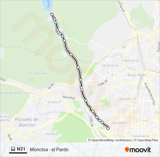 N31 Bus Line Map