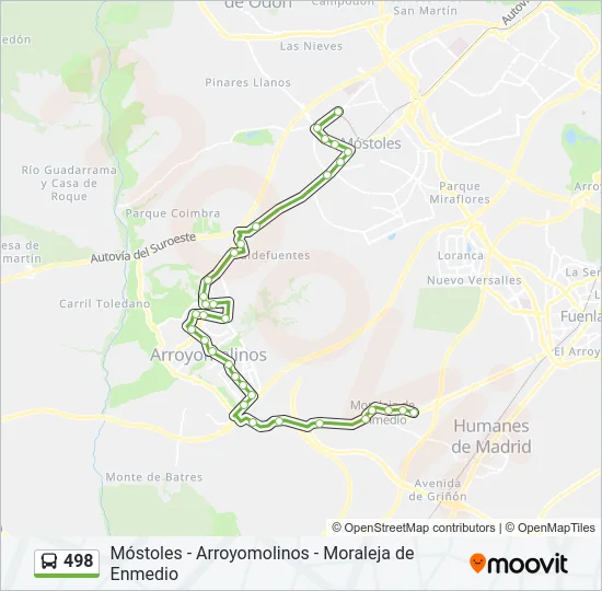 498 Bus Line Map