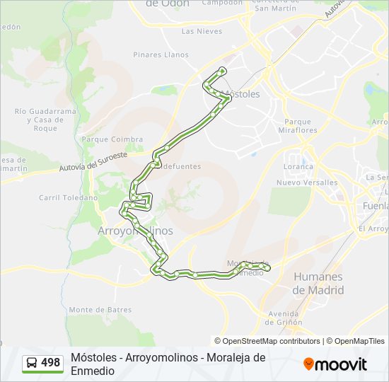 Mapa de 498 de autobús