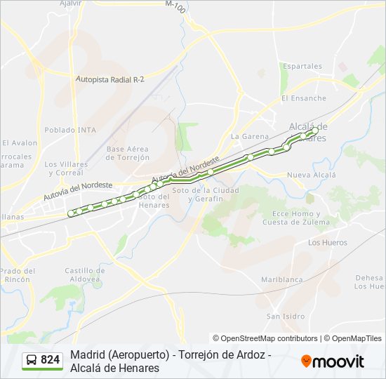 Mapa de 824 de autobús