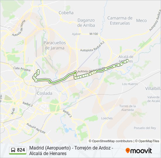 824 bus Mapa de línia