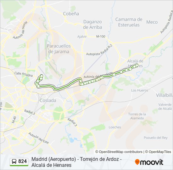 Mapa de 824 de autobús