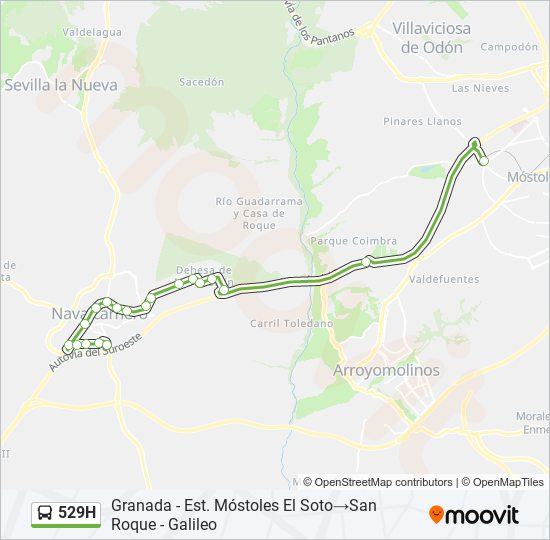 Mapa de 529H de autobús