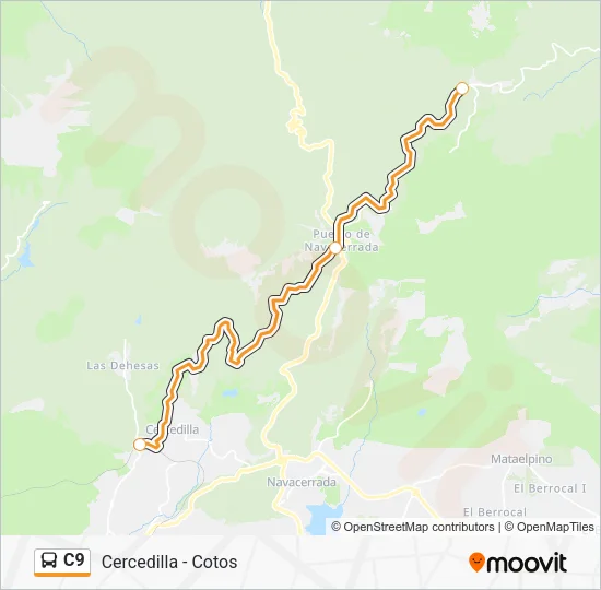 Mapa de C9 de autobús