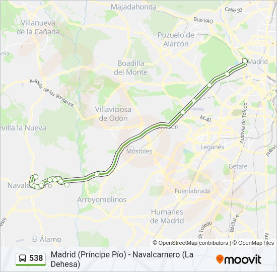 Mapa de 538 de autobús