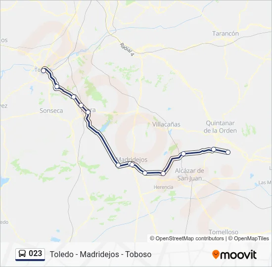 Línea 023: horarios, paradas y mapas - Toboso > Toledo (Actualizado)