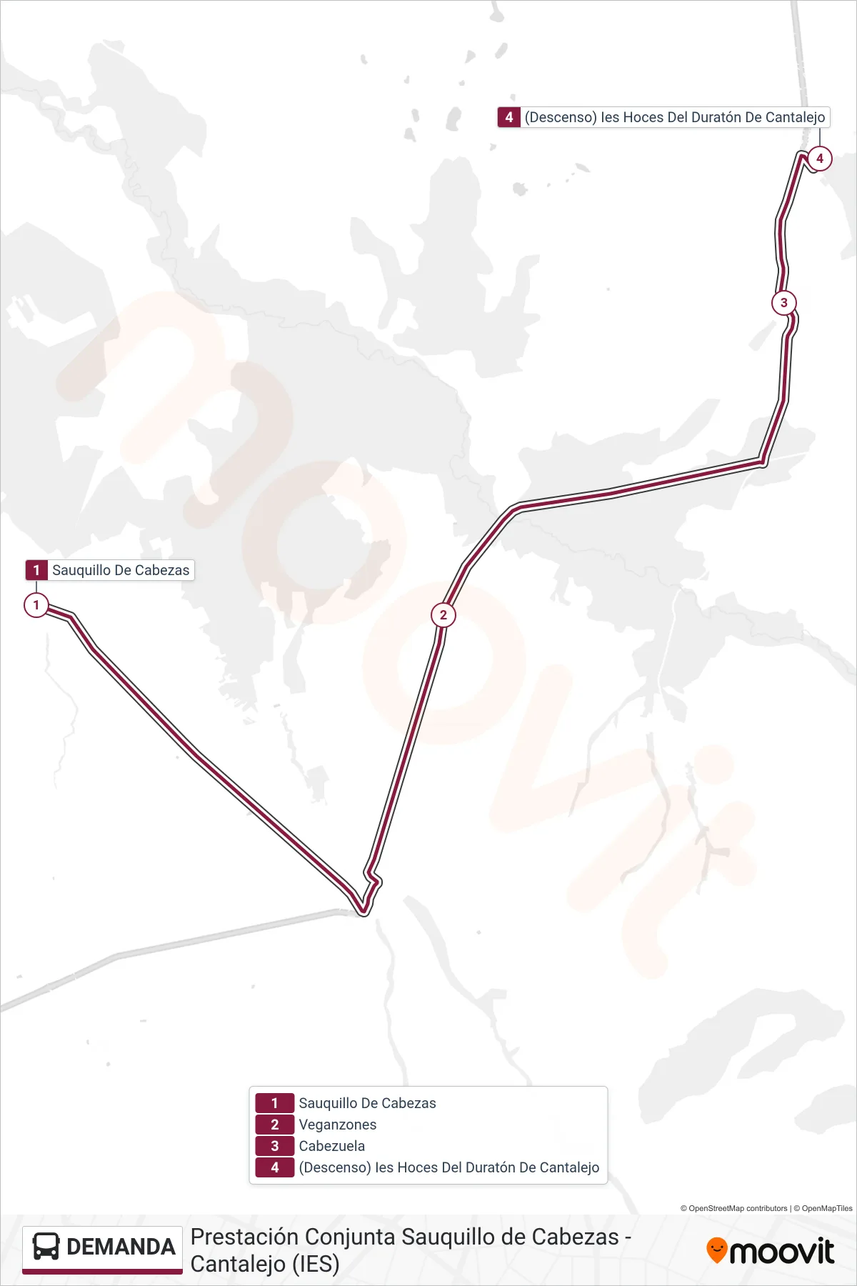 DEMANDA bus Line (Cantalejo (Ies)) route and stops on a map