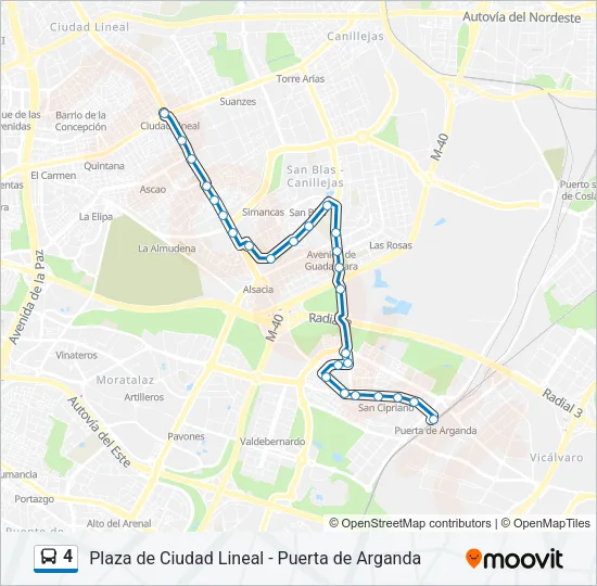 4 bus Mapa de línia