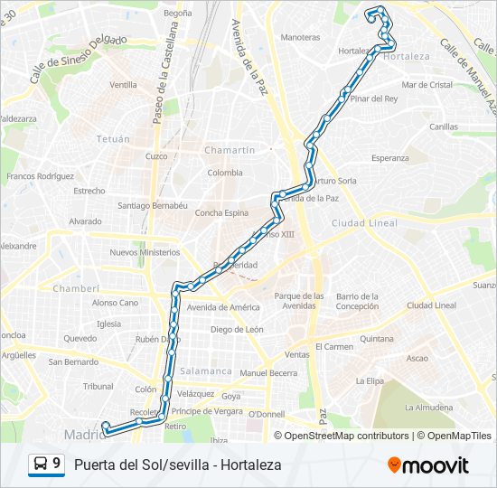 Mapa de 9 de autobús