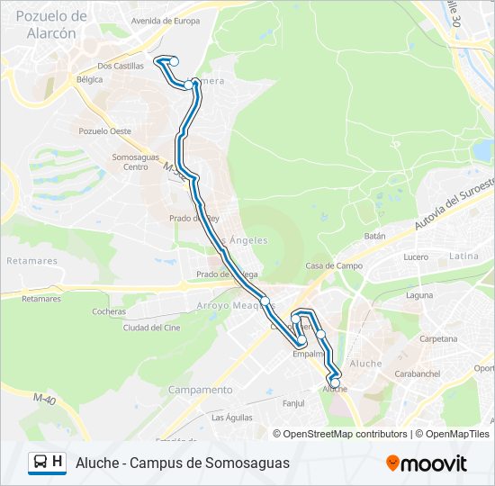 H bus Mapa de línia