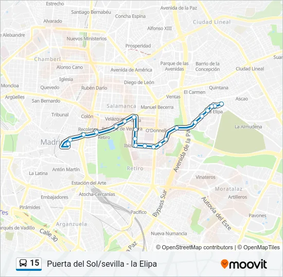 15 bus Mapa de línia