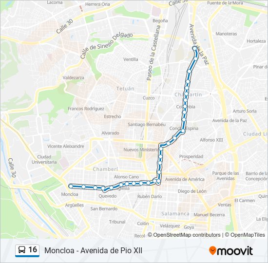 Mapa de 16 de autobús