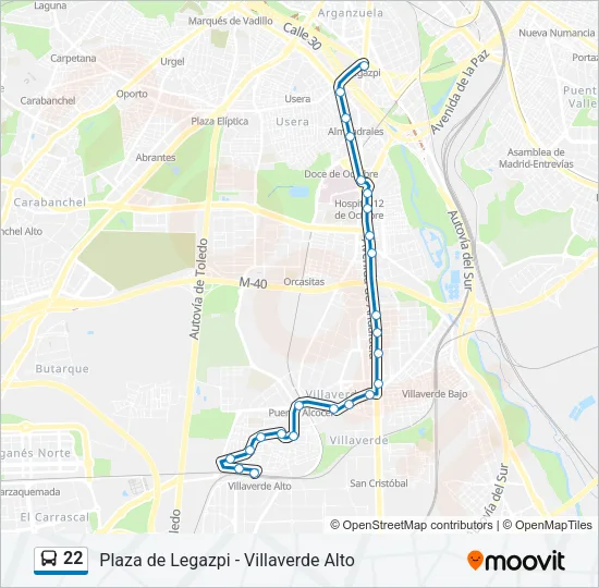 22 Bus Line Map