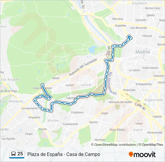25 Bus Line Map